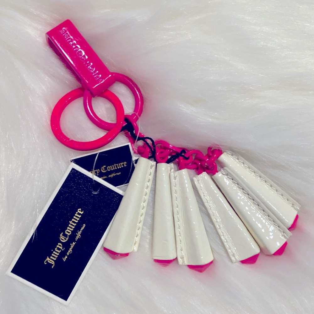 Juicy Couture Hot Pink Multi 3D Elongated Stud Key Chain NWT Excellent C…